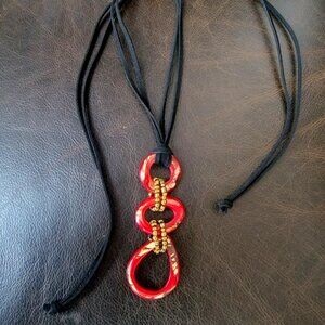 Red and Gold Tagua Nut Trinity Necklace